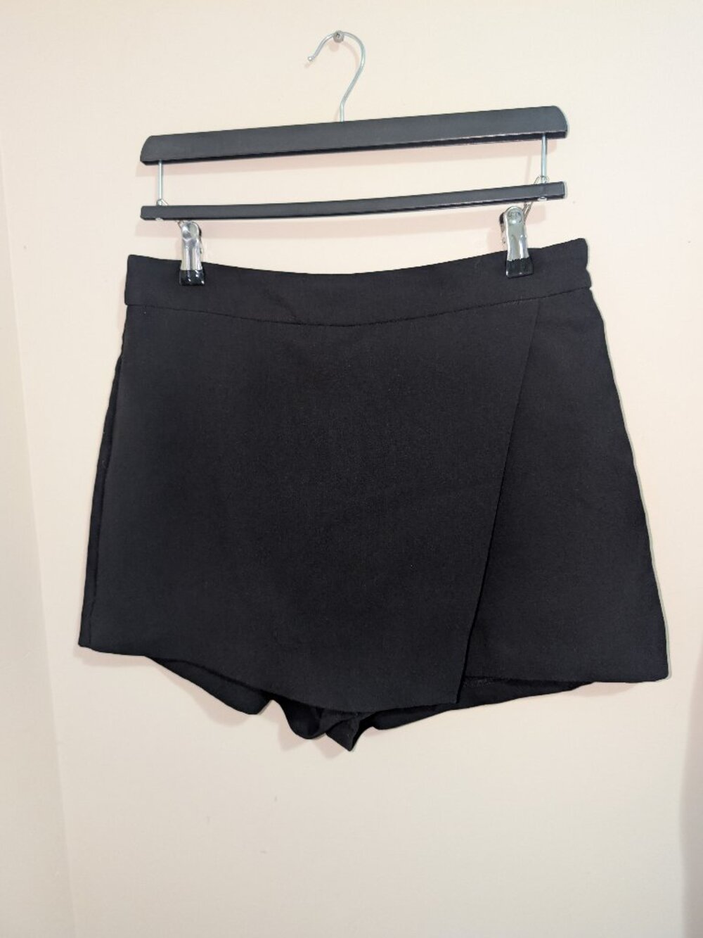 Dynamite Black High Waisted Asymmetrical Wrap Skort